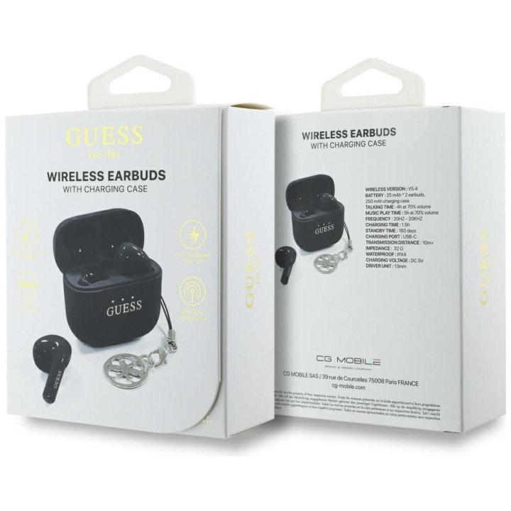 Wireless in-ear headphones Guess TWS Effect Printed Classic Logo & Charm black