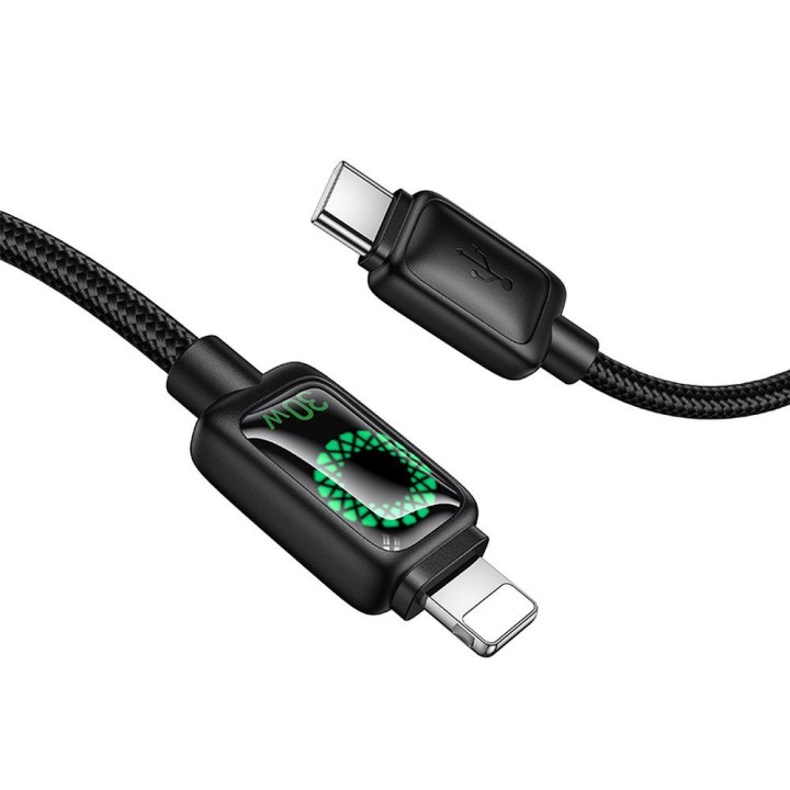 USB-C to Lightning cable Hoco PD 30W 1,2 m with LCD U146 black
