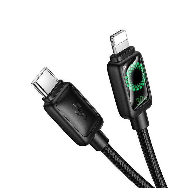Кабель USB-C – Lightning Hoco PD 30W 1,2 m с LCD U146 черный