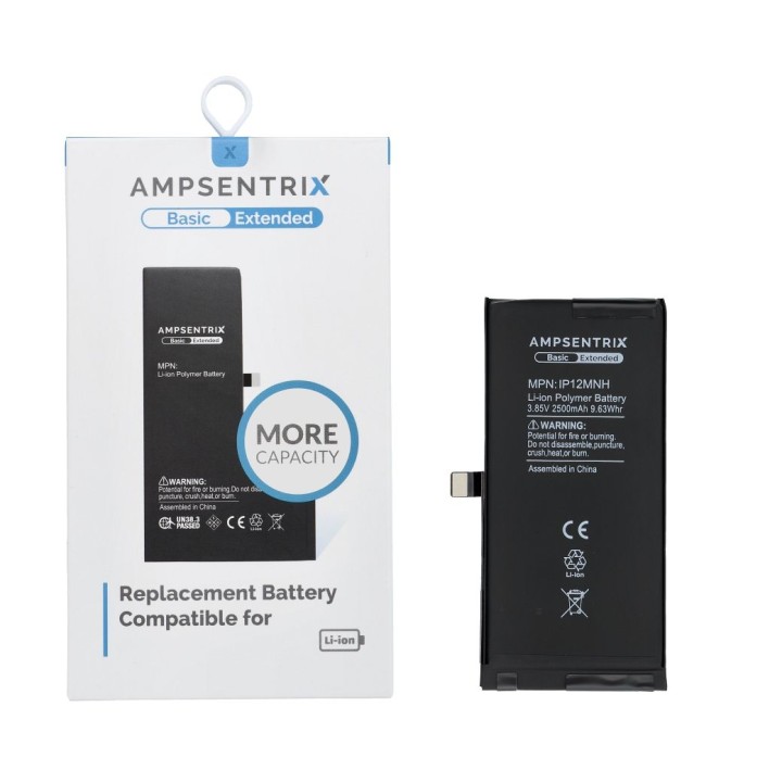 AmpSentrix Basic аккумулятор для iPhone 12 Mini (повышенная емкость 2500 mAh)
