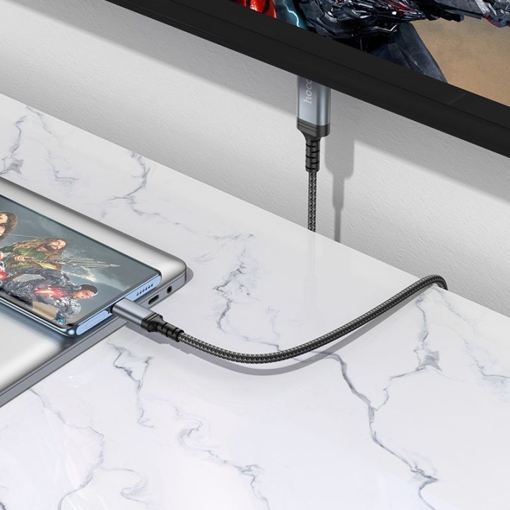 Кабель USB C для HDMI Hoco 4K 30Hz 2 m UA43 стальной серый