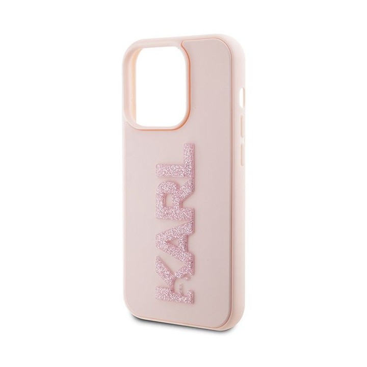 KARL LAGERFELD чохол для IPHONE 15 Pro KLHCP15L3DMBKCP (3D Logo Glitter) рожевий