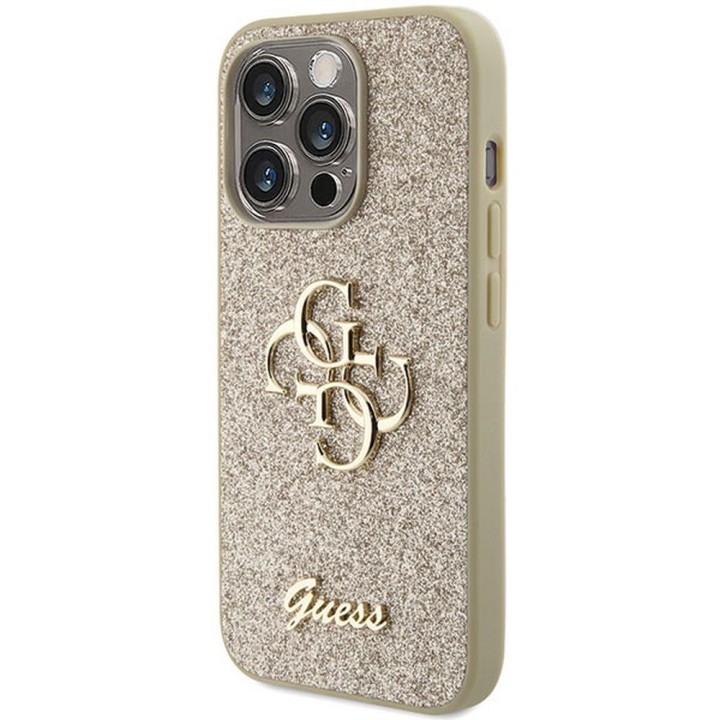 GUESS чехол для IPHONE 15 Pro GUHCP15LHG4SGD (Fixed Glitter Big 4G) золотой