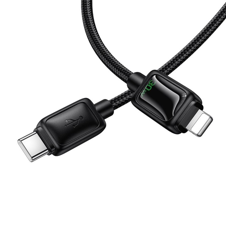 Кабель USB-C – Lightning Hoco PD 30W 1,2 m з LCD U146 чорний
