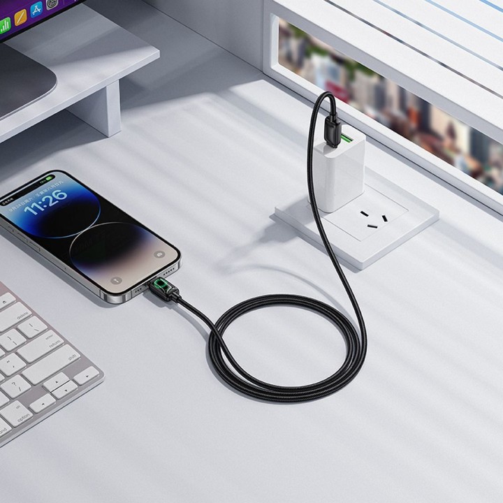 Кабель USB-C – Lightning Hoco PD 30W 1,2 m с LCD U146 черный