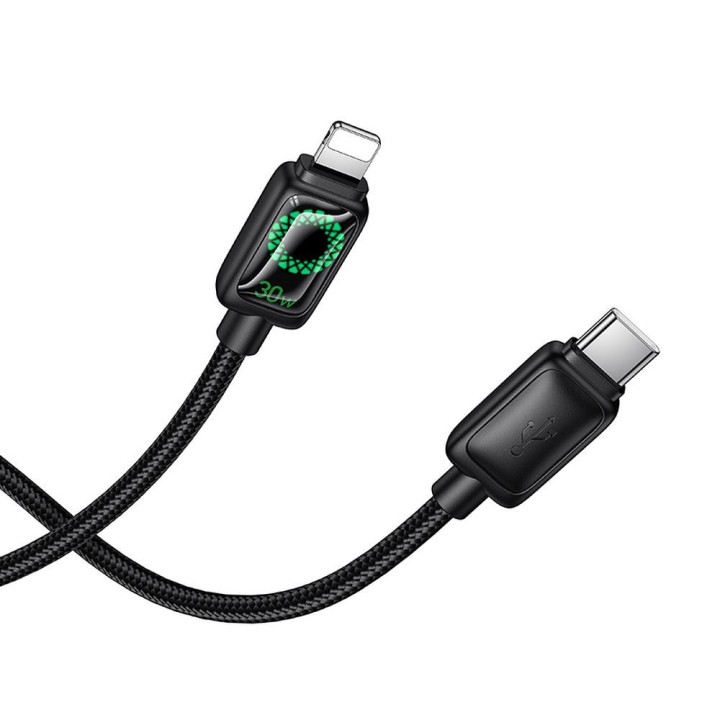 Кабель USB-C – Lightning Hoco PD 30W 1,2 m с LCD U146 черный