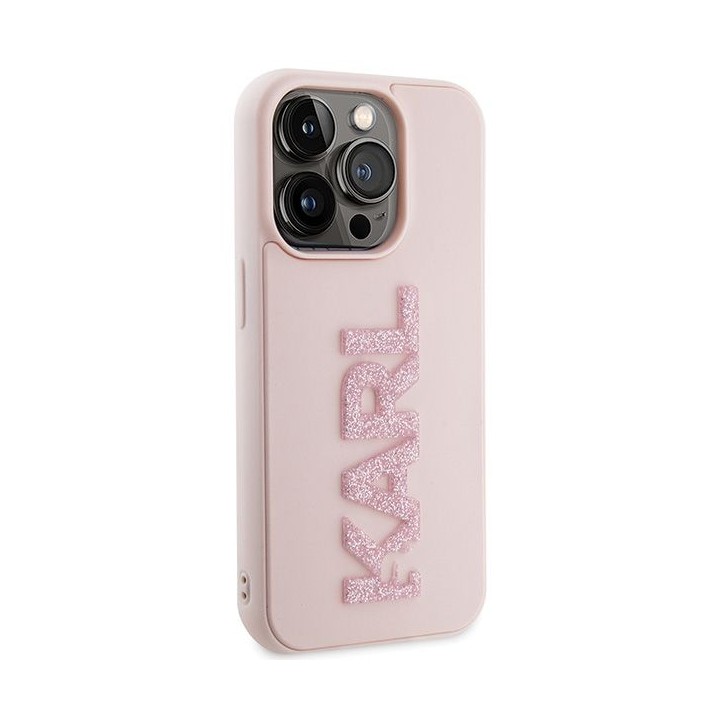 KARL LAGERFELD case for IPHONE 15 Pro KLHCP15L3DMBKCP (3D Logo Glitter) pink