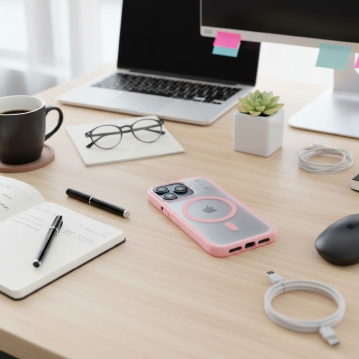 Case for iPhone 16 Flexline Mag Cover MagSafe compatible pink