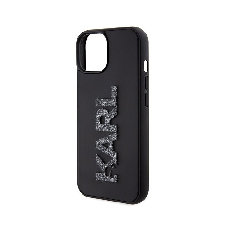 KARL LAGERFELD чехол для IPHONE 15 KLHCP15S3DMBKCK (3D Logo Glitter) черный