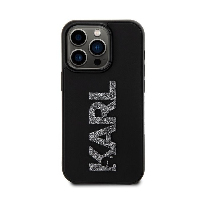 KARL LAGERFELD чохол для IPHONE 15 Pro Max KLHCP15X3DMBKCK (3D Логотип Glitter) чорний
