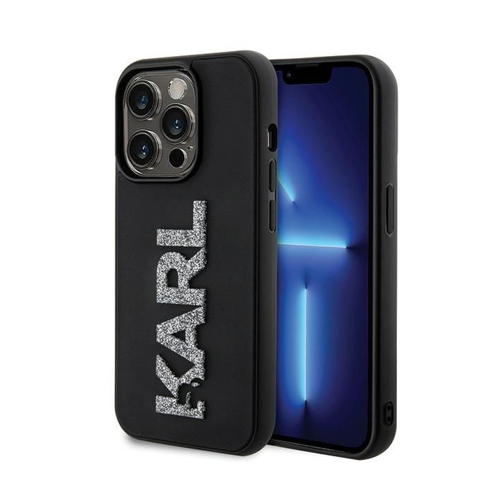 KARL LAGERFELD case for IPHONE 15 Pro Max KLHCP15X3DMBKCK (3D Logo Glitter) black