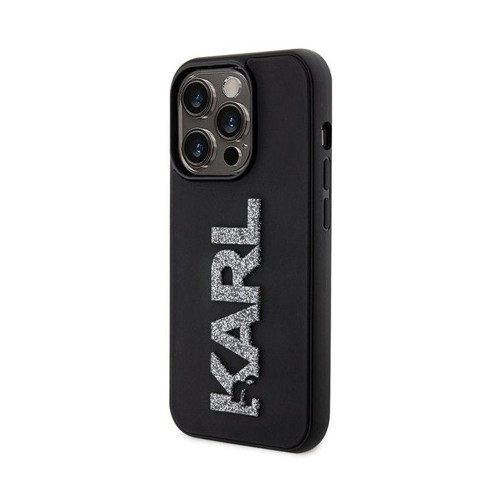 KARL LAGERFELD чехол для IPHONE 15 Pro Max KLHCP15X3DMBKCK (3D Logo Glitter) черный
