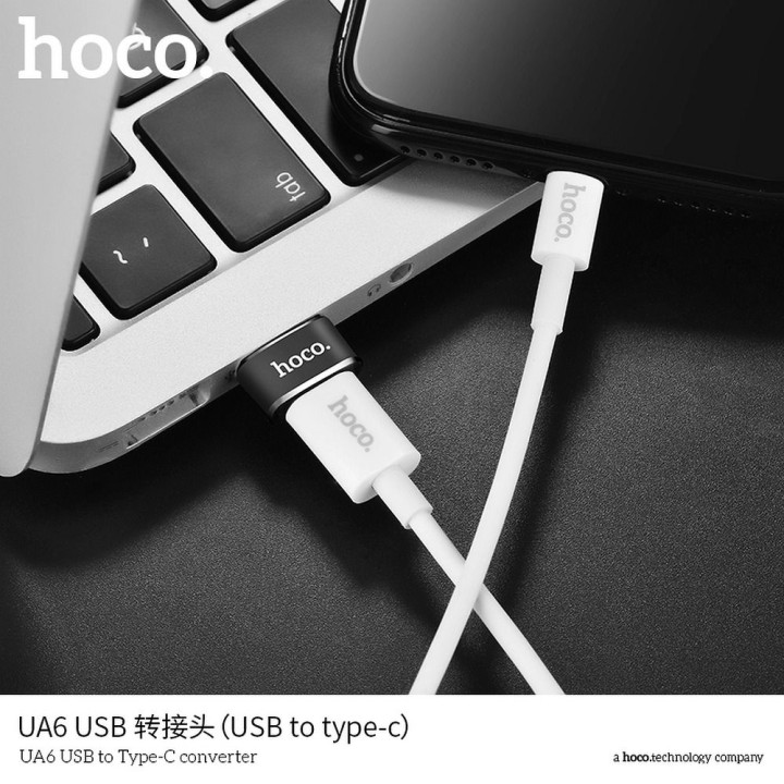 Адаптер OTG USB A для USB C Hoco UA6 черный