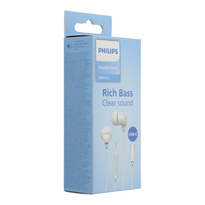 Wired in-ear headphones USB C Philips TAE2146WT white