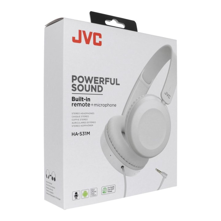 Проводные наушники с оголовьем jack 3,5mm с микрофоном JVC HA-S31M-W-E белые
