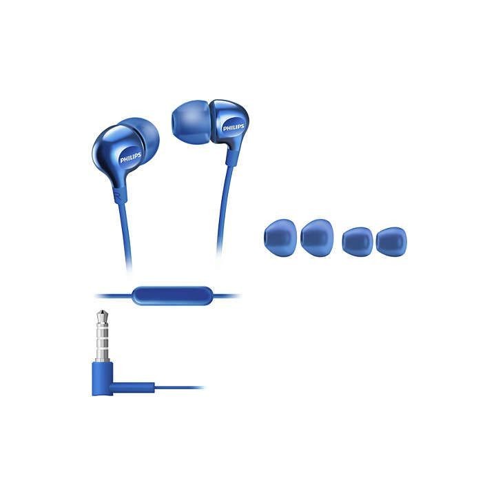 Wired headphones Jack 3,5 with microphone PHILIPS headphones SHE3705BL blue