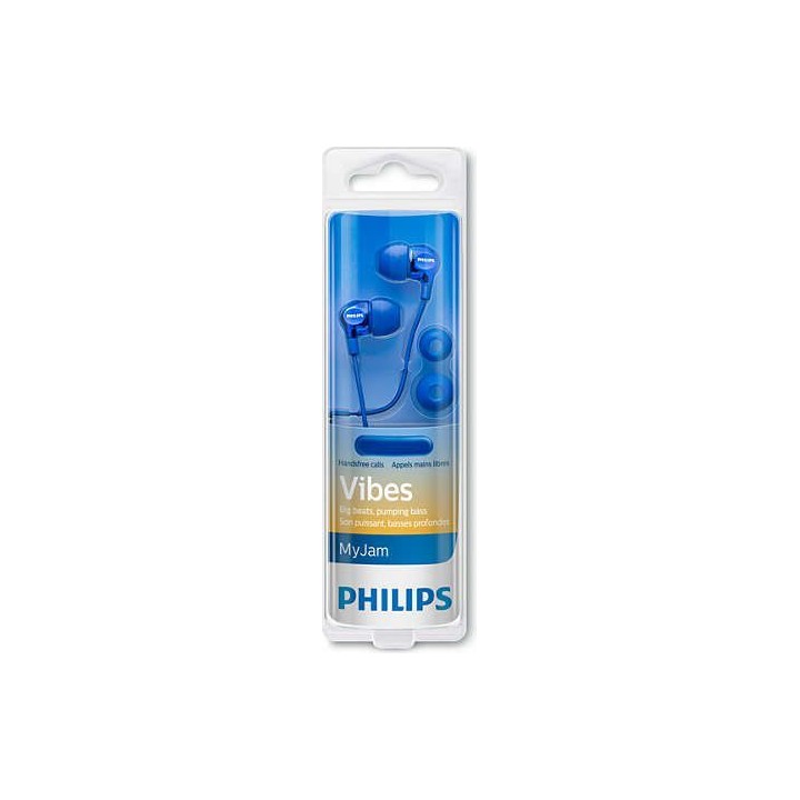 Проводные наушники Jack 3,5 с микрофоном PHILIPS headphones SHE3705BL синие