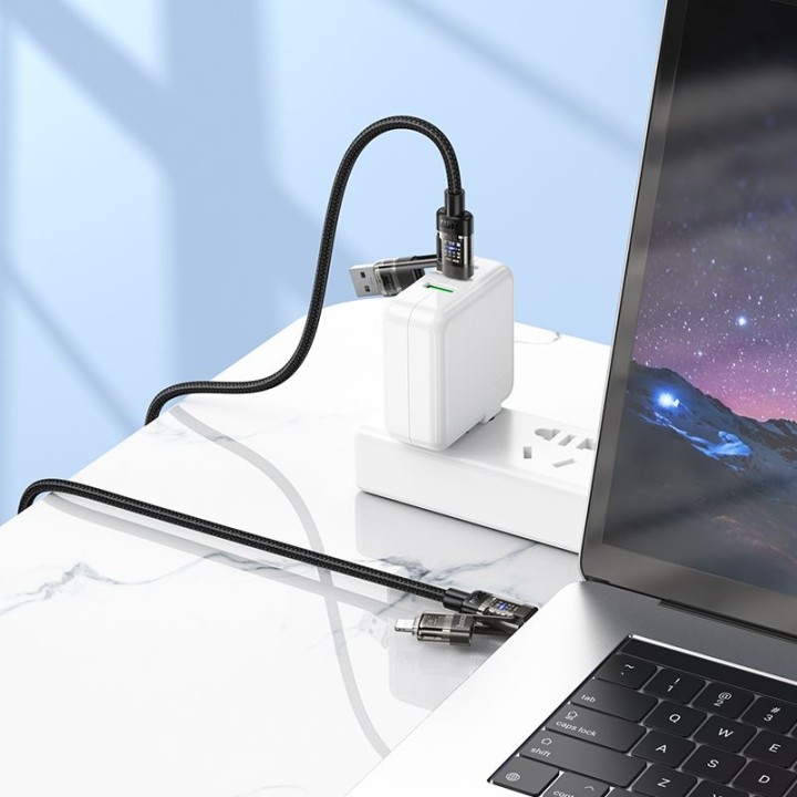 Кабель 4 в 1 USB A/C для USB C/Lightning Hoco 240W 1,2 m U151 черный