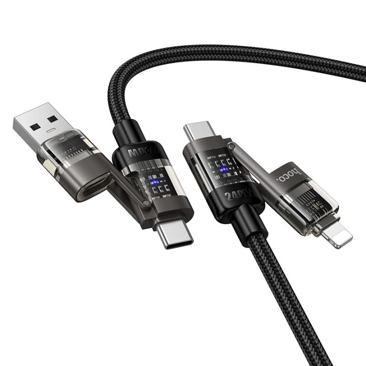 Кабель 4 в 1 USB A/C для USB C/Lightning Hoco 240W 1,2 m U151 чорний