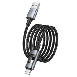 Кабель USB зі світлодіодами LED USB A – USB C Hoco 3A 1,2 m U144 чорний