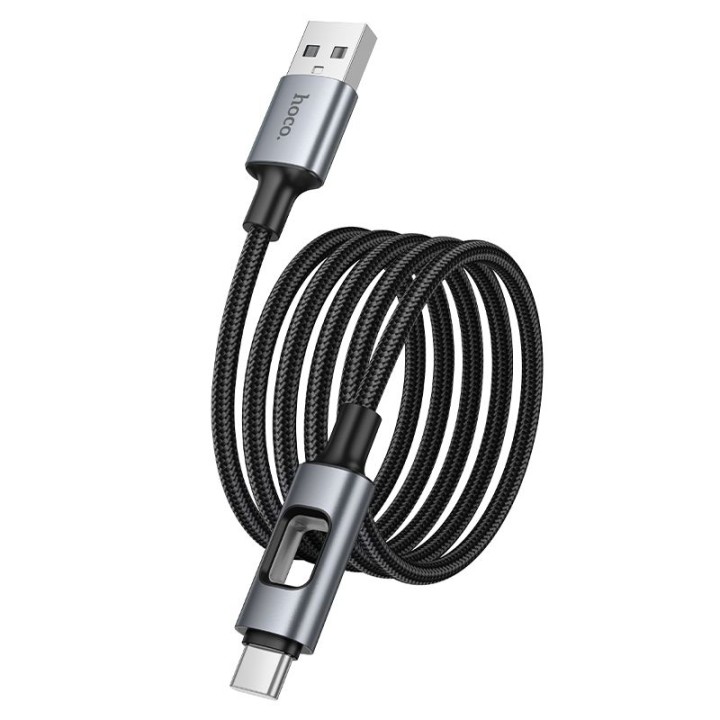 Кабель USB зі світлодіодами LED USB A – USB C Hoco 3A 1,2 m U144 чорний