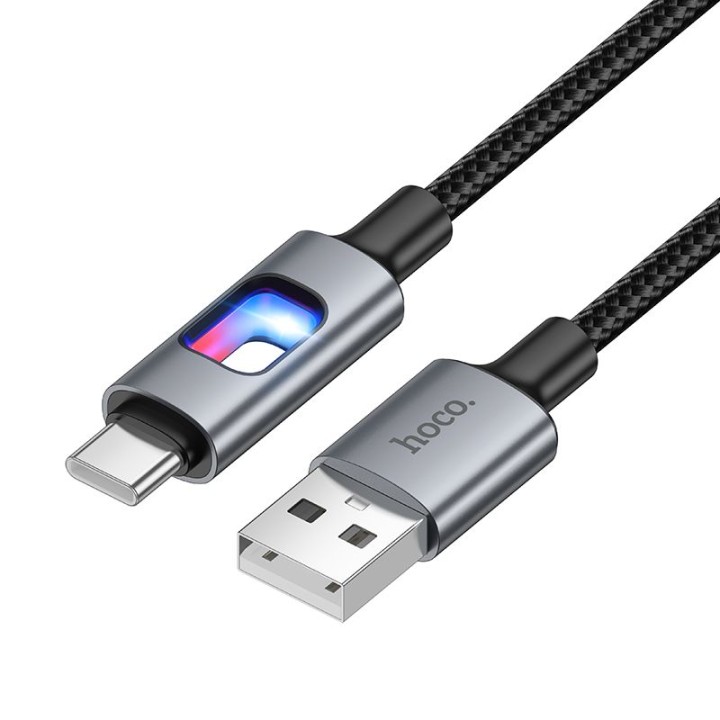 Кабель USB зі світлодіодами LED USB A – USB C Hoco 3A 1,2 m U144 чорний