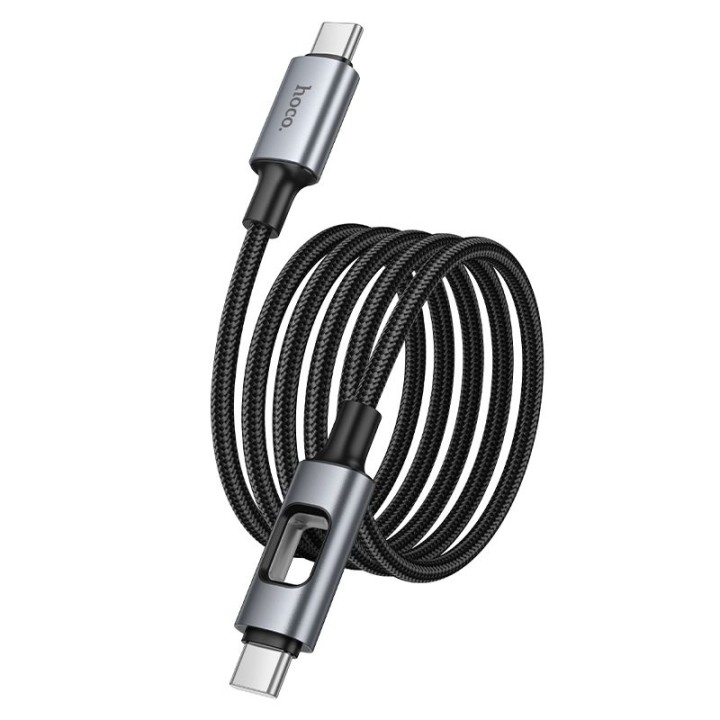 Cable USB with LEDs LED USB C to USB C Hoco 3A 60W 1,2 m U144 black