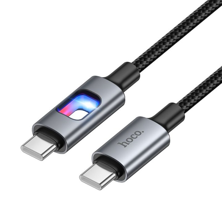 Кабель USB зі світлодіодами LED USB C – USB C Hoco 3A 60W 1,2 m U144 чорний