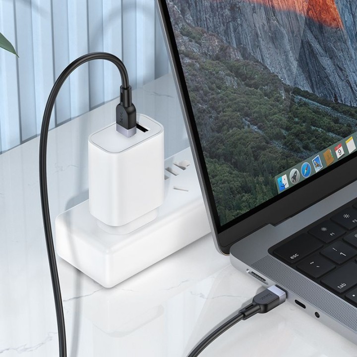 Кабель USB-C – USB-C Hoco 3A 60W силіконовий 3 m X109 чорний