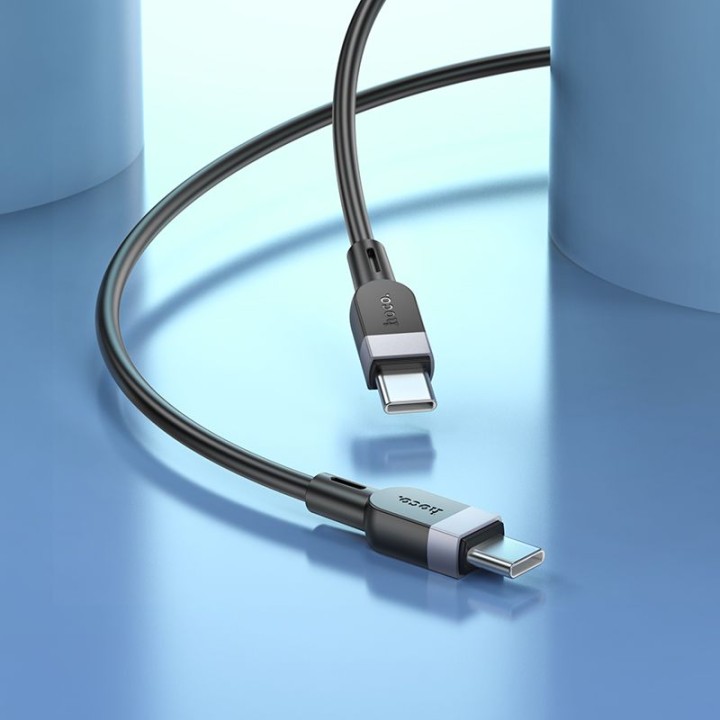 Кабель USB-C – USB-C Hoco 3A 60W силіконовий 3 m X109 чорний
