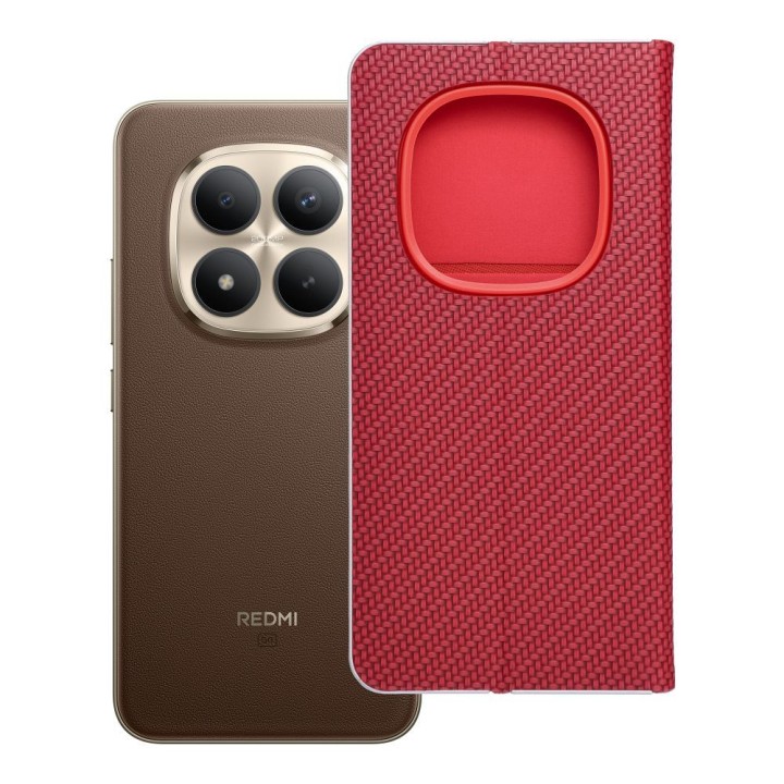 Etui z klapką na Xiaomi Redmi NOTE 15 PRO PLUS 5G Luna Book Carbon czerwone