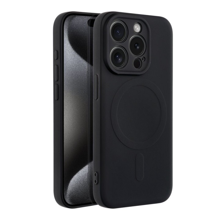 Чехол для iPhone 15 PRO Silicone Mag Cover совместимый с MagSafe (camera protection) черный