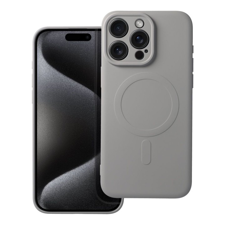 Чехол для iPhone 15 PRO MAX Silicone Mag Cover совместимый с MagSafe (camera protection) титаново-серый