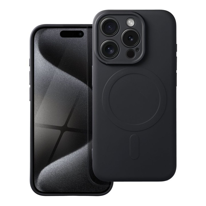 Case for iPhone 15 PRO Silicone Mag Cover compatible with MagSafe (camera protection) black