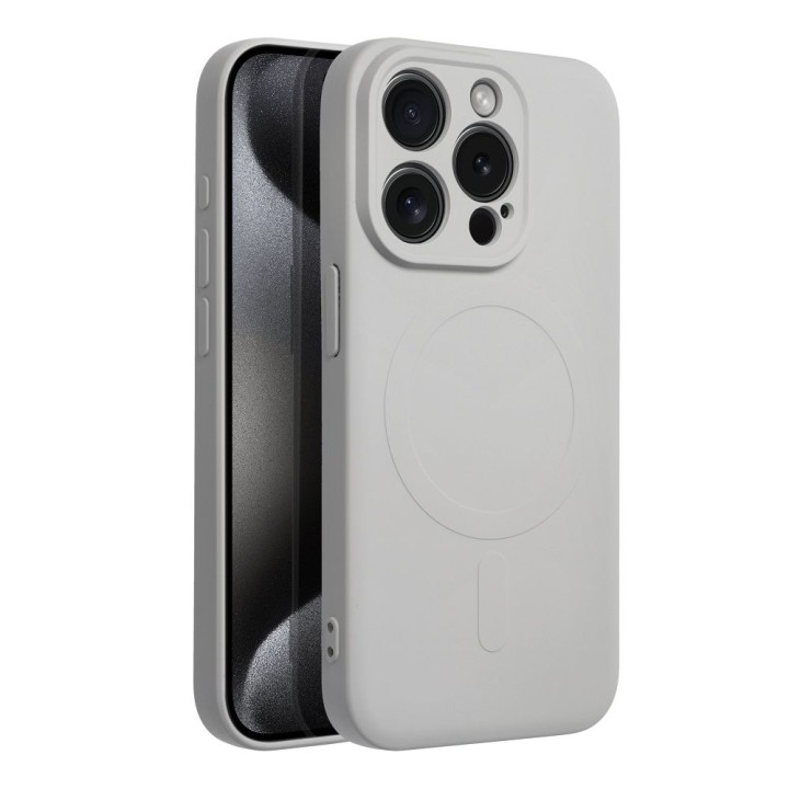 Case for iPhone 15 PRO Silicone Mag Cover MagSafe compatible (camera protection) titanium