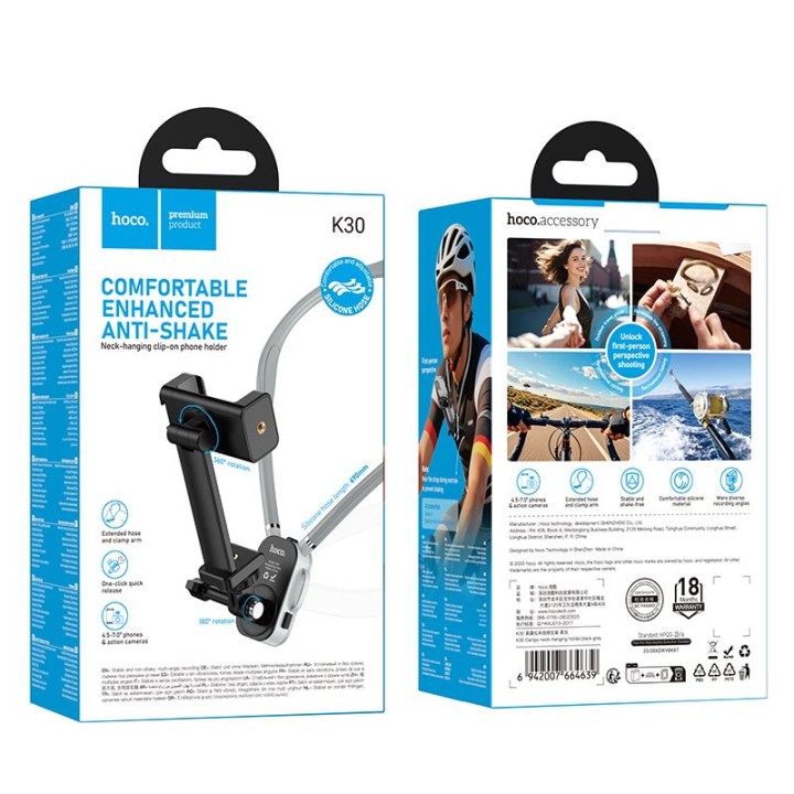 Phone holder neck universal Hoco K30 gray-black
