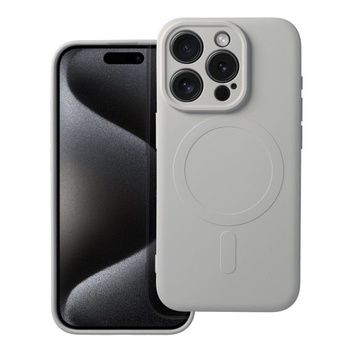 Чехол для iPhone 15 PRO Silicone Mag Cover совместимый с MagSafe (camera protection) титановый