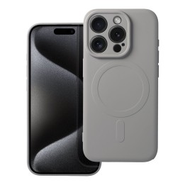 Case for iPhone 15 PRO Silicone Mag Cover MagSafe compatible (camera protection) titanium grey