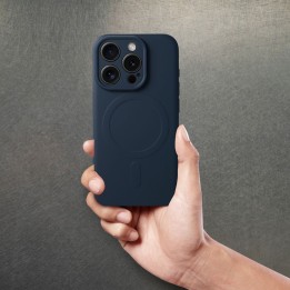 Etui na iPhone 15 PRO MAX Silicone Mag Cover zgodne z MagSafe (camera protection) tytanowy niebieskie