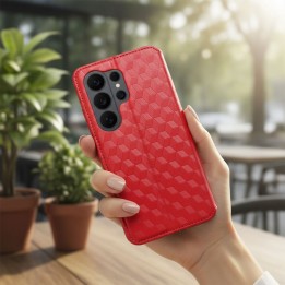 Etui z klapką na Xiaomi Redmi NOTE 15 PRO Plus 5G Cubic Book czerwone