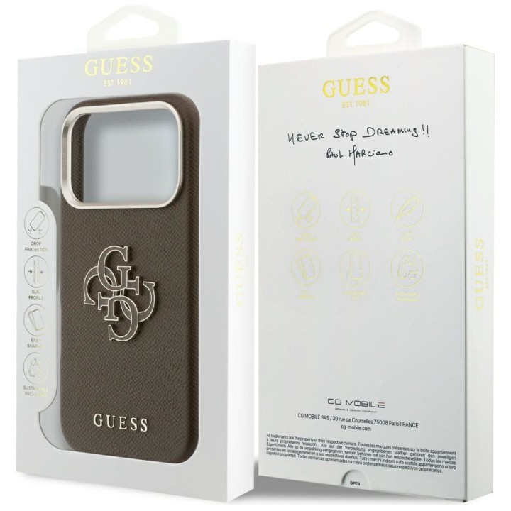 GUESS case for IPHONE 17 Pro GUHCP17L5PS4RGGW (PU FW Resin Logo) brown