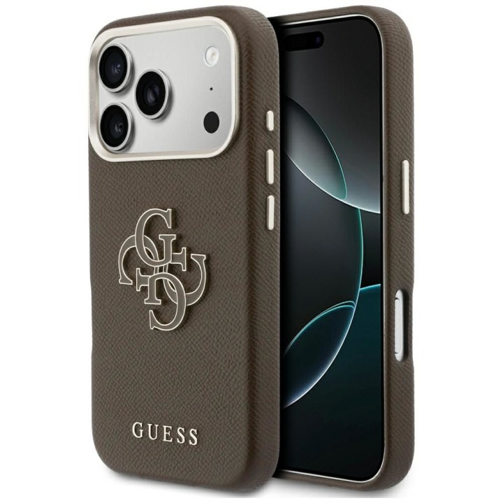 GUESS чохол для IPHONE 17 Pro GUHCP17L5PS4RGGW (PU FW Resin Logo) коричневий
