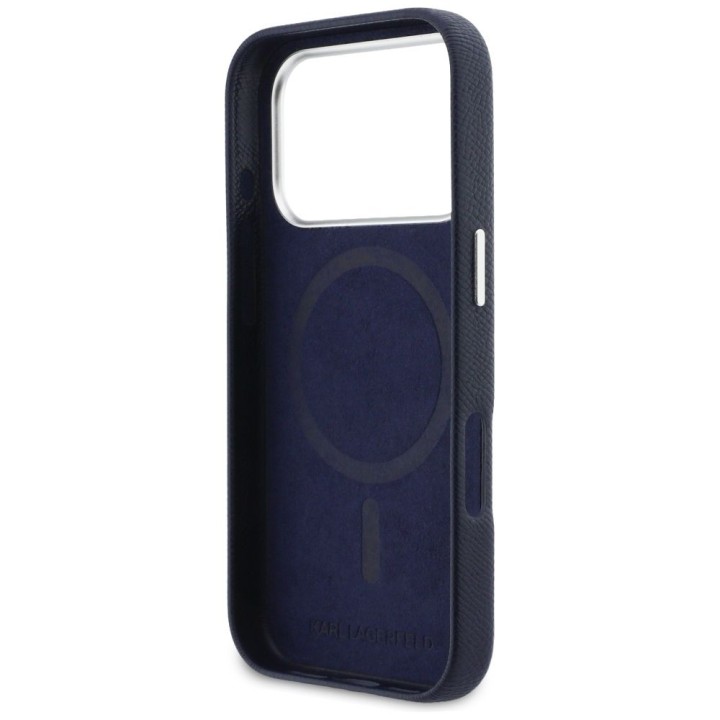 KARL LAGERFELD case for IPHONE 17 Pro compatible with MagSafe KLHMP17L6PFKCLB (PU FW W/ K&C Head Pin) blue