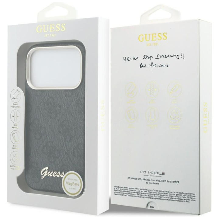 GUESS case for IPHONE 17 Pro compatible with MagSafe GUHMP17L5P4FWMSK (PU FW 4G Script) black
