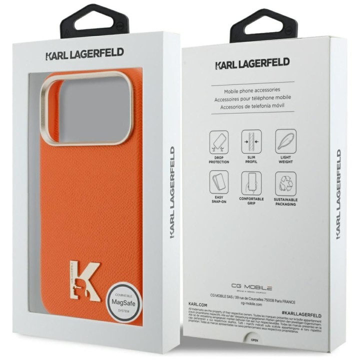 KARL LAGERFELD чохол для IPHONE 17 Pro Max сумісний з MagSafe KLHMP17X5PGFKHGO (PU FW W/ KHead Logo) помаранчевий