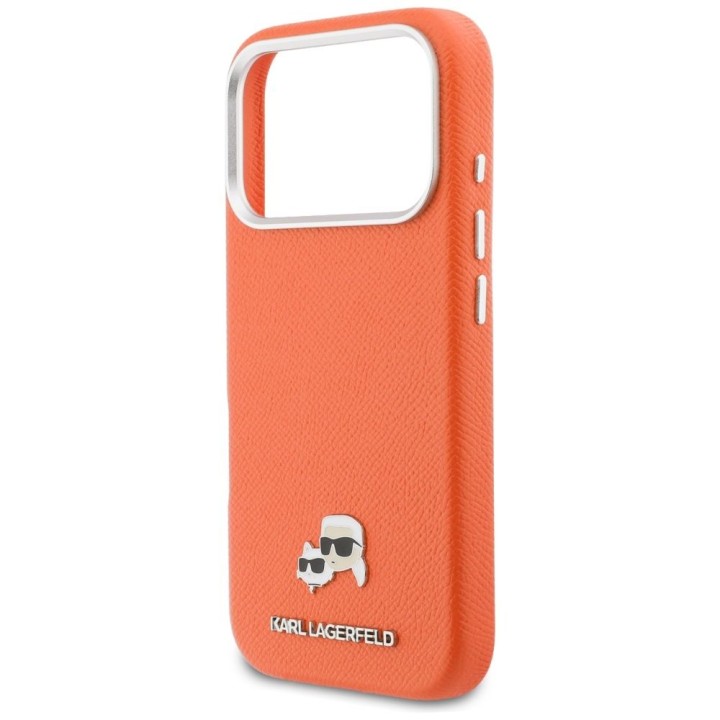 KARL LAGERFELD чехол для IPHONE 17 Pro совместимый с MagSafe KLHMP17L6PFKCLO (PU FW W/ K&C Head Pin) оранжевый