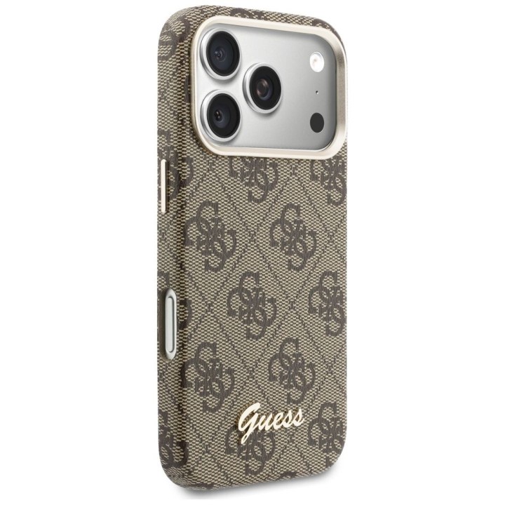 GUESS case for IPHONE 17 Pro compatible with MagSafe GUHMP17L5P4FWMSW (PU FW 4G Script) brown