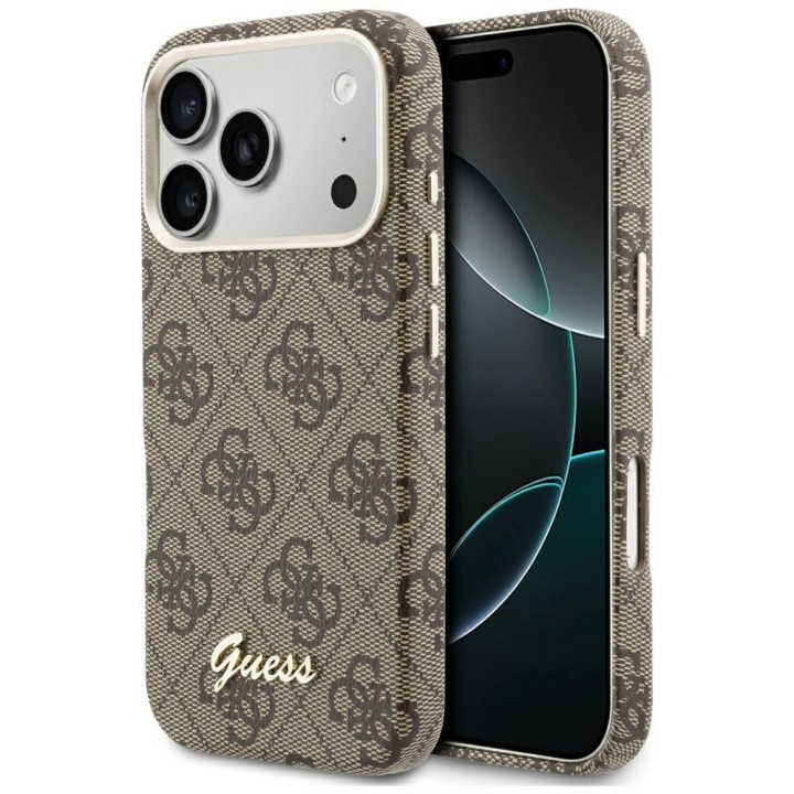 GUESS чехол для IPHONE 17 Pro совместимый с MagSafe GUHMP17L5P4FWMSW (PU FW 4G Script) коричневый