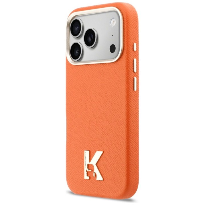 KARL LAGERFELD case for IPHONE 17 Pro Max compatible with MagSafe KLHMP17X5PGFKHGO (PU FW W/ KHead Logo) orange