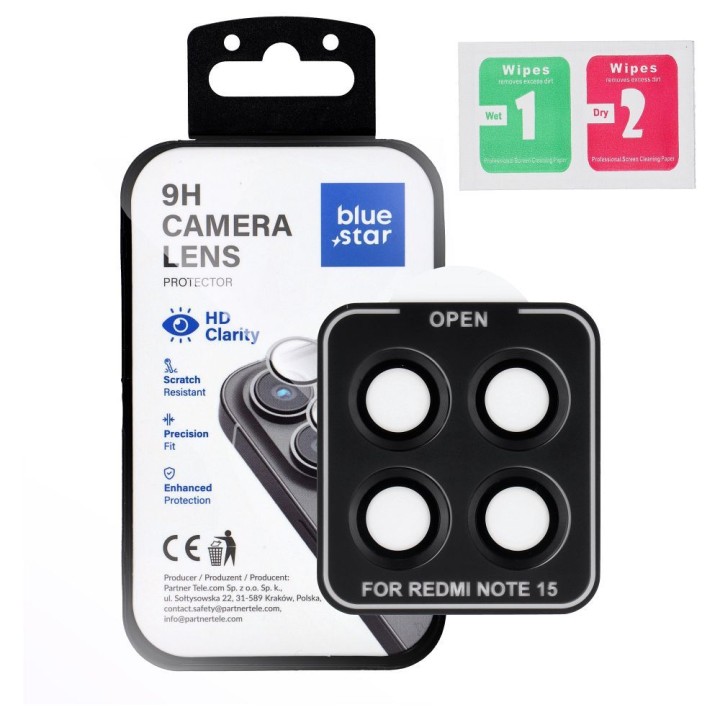 Tempered camera glass for Xiaomi Redmi NOTE 15 5G Blue Star Easy Install black